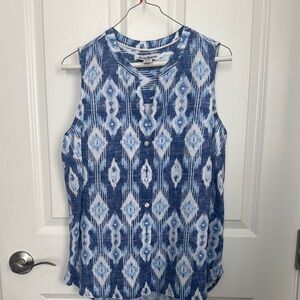 Women's Blue Patterned Sleeveless Top Tommy Bahama